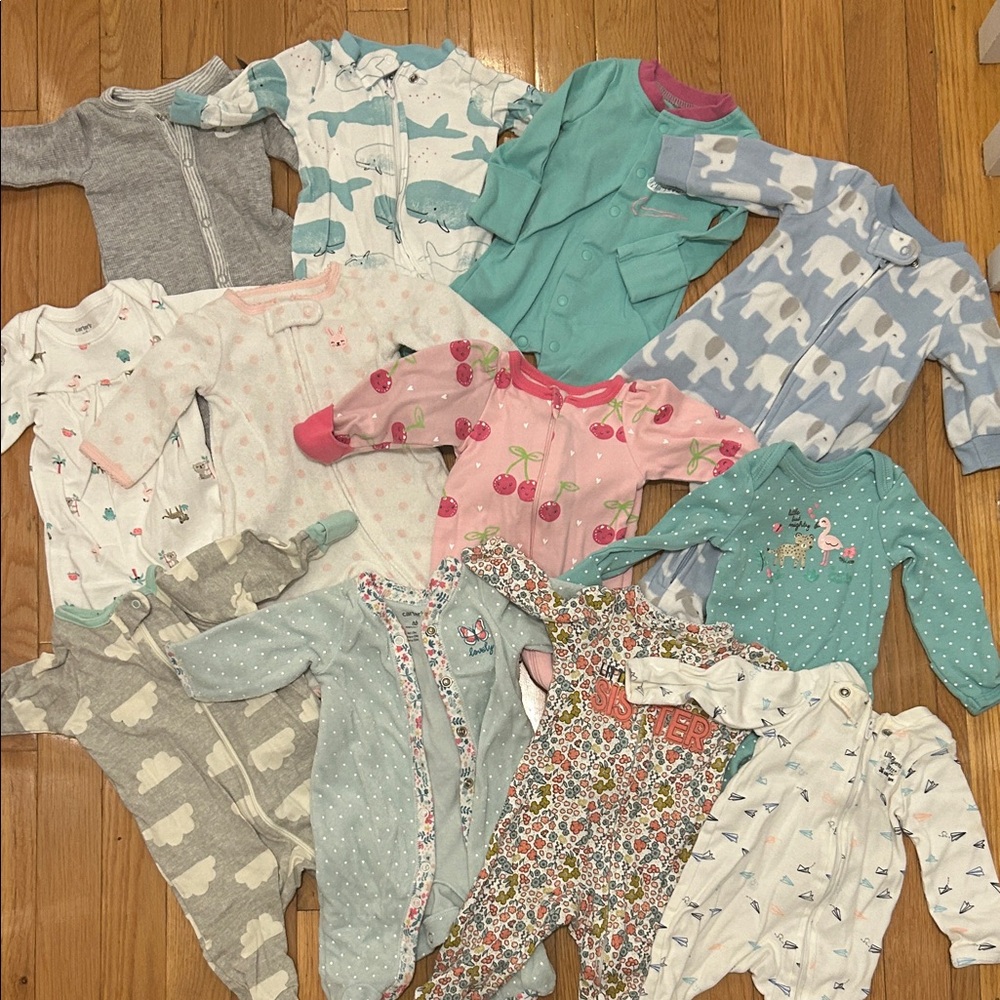 TWELVE longsleeve newborn onesies